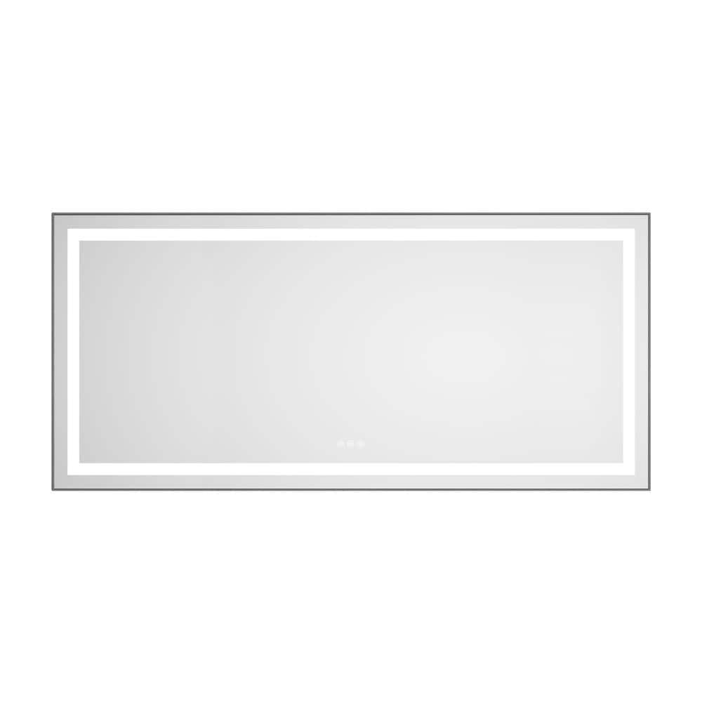 "60"" W x 28"" H Rectangle LED Bathroom Vanity Mirror, Black Aluminum Frame, 3 Colors, Stepless Dimmable, Anti-Fog" price history on PriceWatchPro
