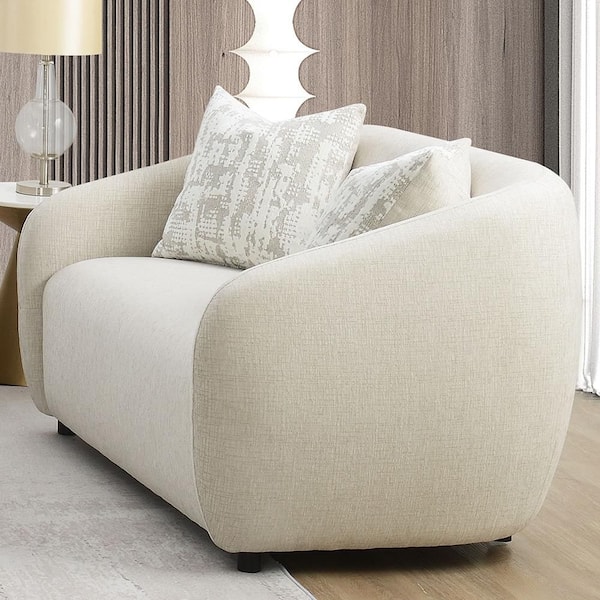 Etienne 67 in. Beige Solid Linen 2 seater Loveseat
