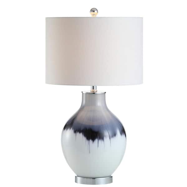 Mia 27 in. Blue/White Glass/Metal LED Table Lamp