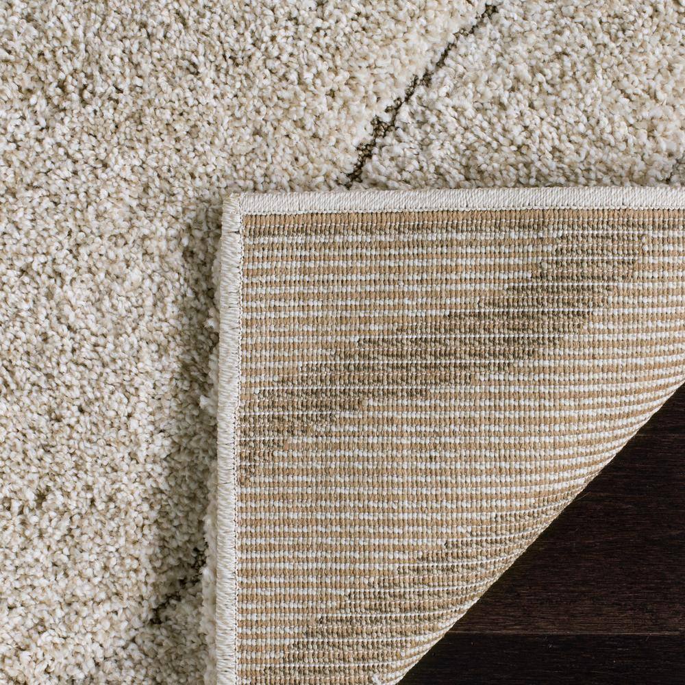 Cream Beige Abstract Shag Area Rug