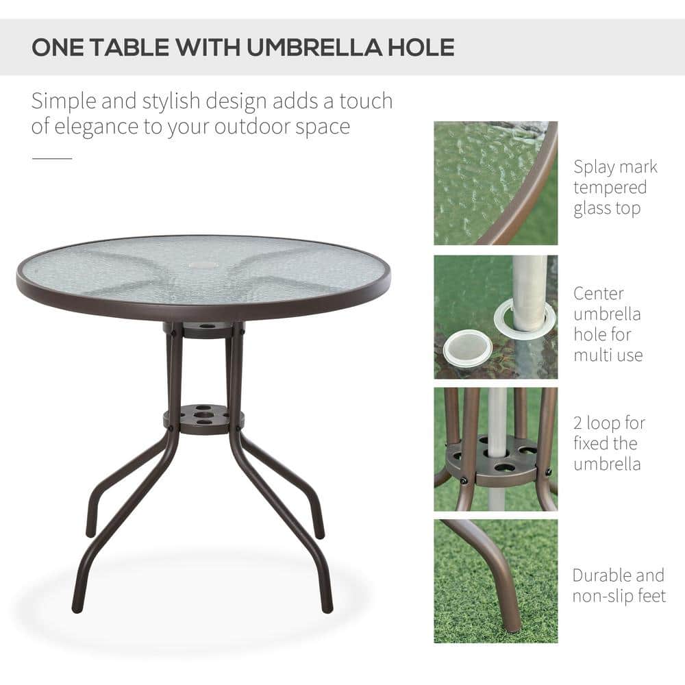 Beige 6-Piece Outdoor Dining Set with Umbrella and Folding Chairs