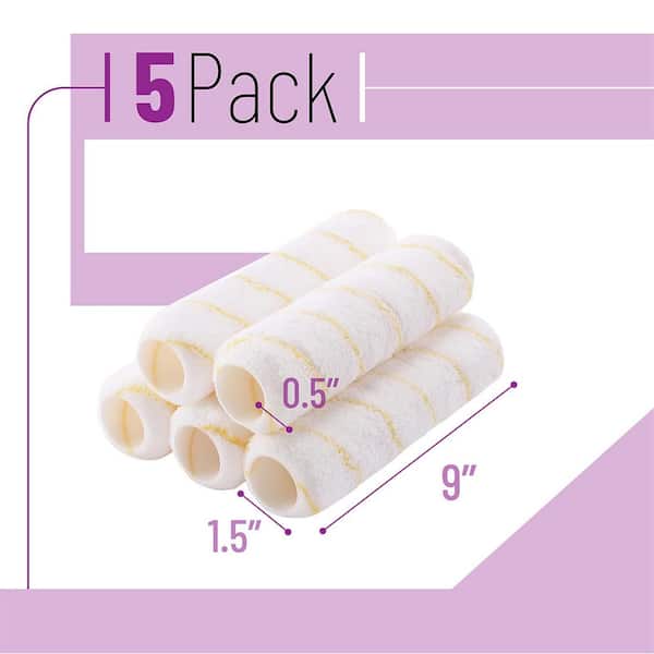 Pro Grade - Paint Roller Covers - 1/2 X 9 Inch Microfiber 6 Pack