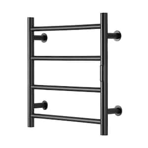 4-Bars Towel Warmer Rack, Wall Mounted Heated Towel Heater, IPX5 Waterproof with Timer and LED Display, Black