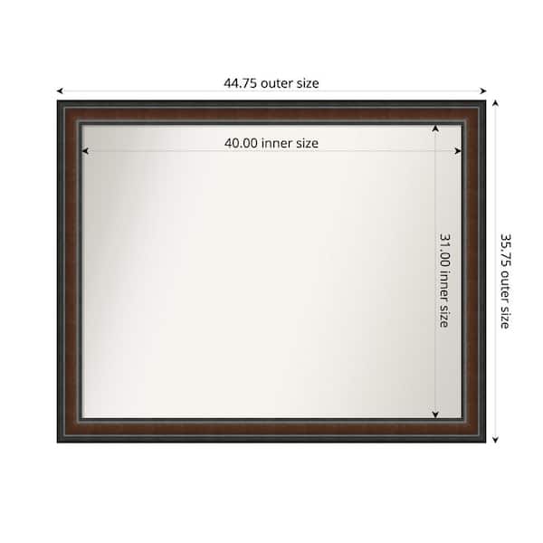 Amanti Art Cyprus Walnut 44.75 in. x 35.75 in. Custom Non-Beveled Wood Framed Bathroom Vantiy Wall Mirror