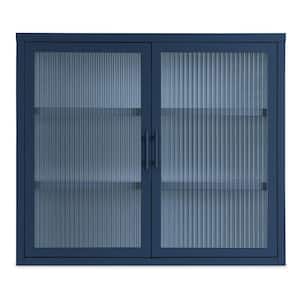 27.6 in. W x 9.1 in. D x 23.6 in. H Bathroom Storage Wall Cabinet in Blue with 1 Shelve and 2 Adjustable Shelfs