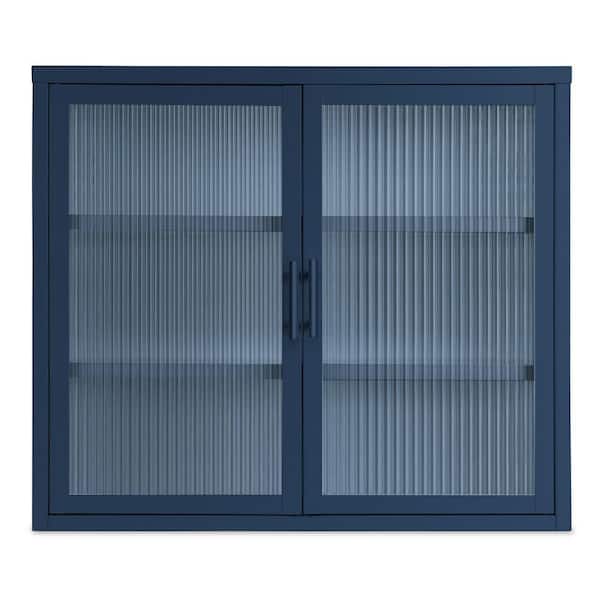Bnuina 27.6 in. W x 9.1 in. D x 23.6 in. H Bathroom Storage Wall Cabinet in Blue with 1 Shelve and 2 Adjustable Shelfs