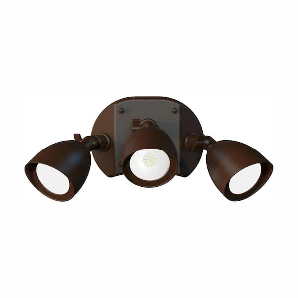 Defiant 3-Light Integrated LED Outdoor Bronze Dusk to Dawn Security Flood Light