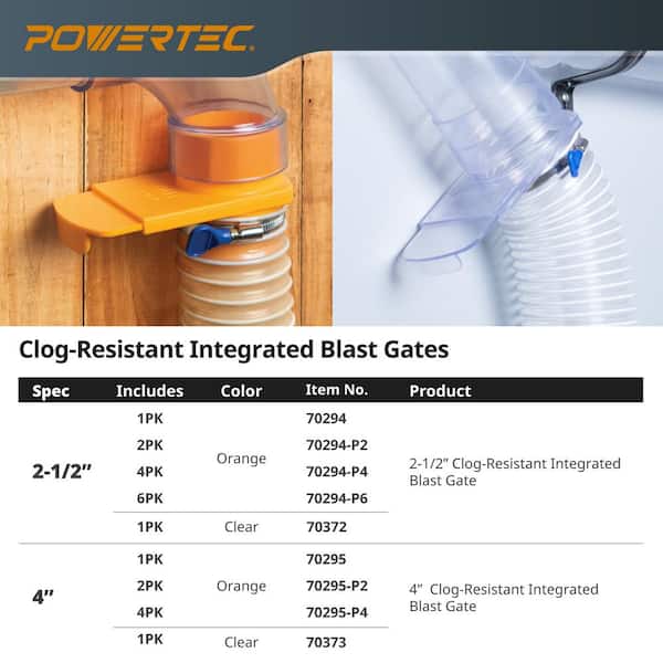 4 in. Integrated Blast Gate Clog Resistant, Anti Gap Tapered ABS Plastic Fitting for Dust Collection Systems (6-Pack)
