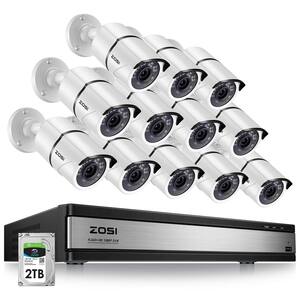 16-Channel 1080p 2TB DVR Security Camera System with 12 Wired Bullet Cameras