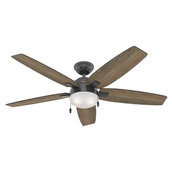 Hunter Antero 54 in. LED Indoor Matte Black Ceiling Fan with Light
