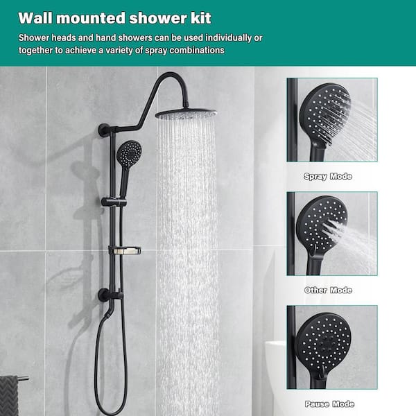1-Spray 7.85 in. Single Wall Mount Fixed Rain Shower Head in Black 1-Spray 7.85 in. Single Wall Mount Fixed Rain Shower Head in Black