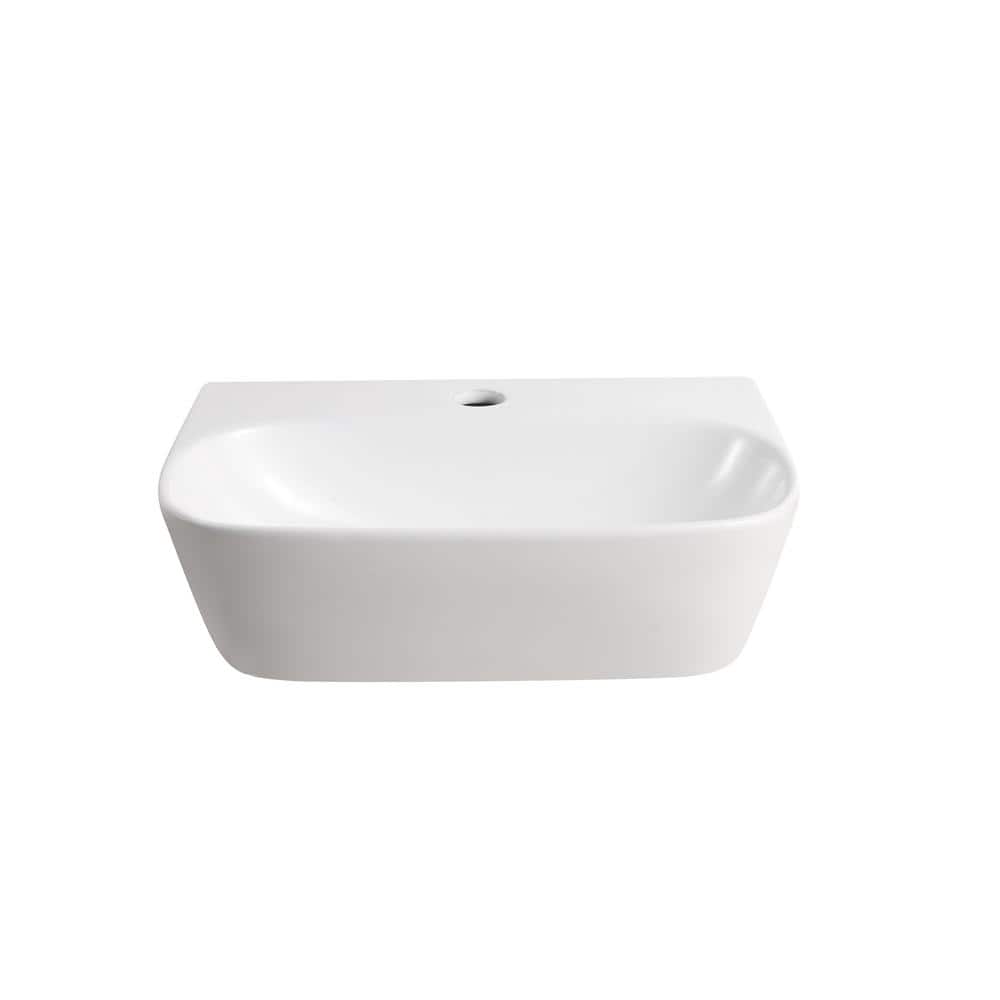 Elanti 11.625'' White Ceramic Rectangular Wall-Mount Bathroom Sink