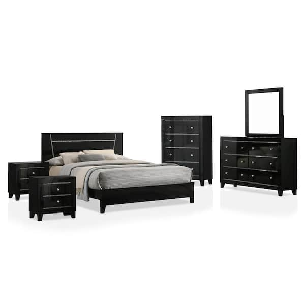 Furniture of America Crossing 6-Piece Black Twin Bedroom Set ...