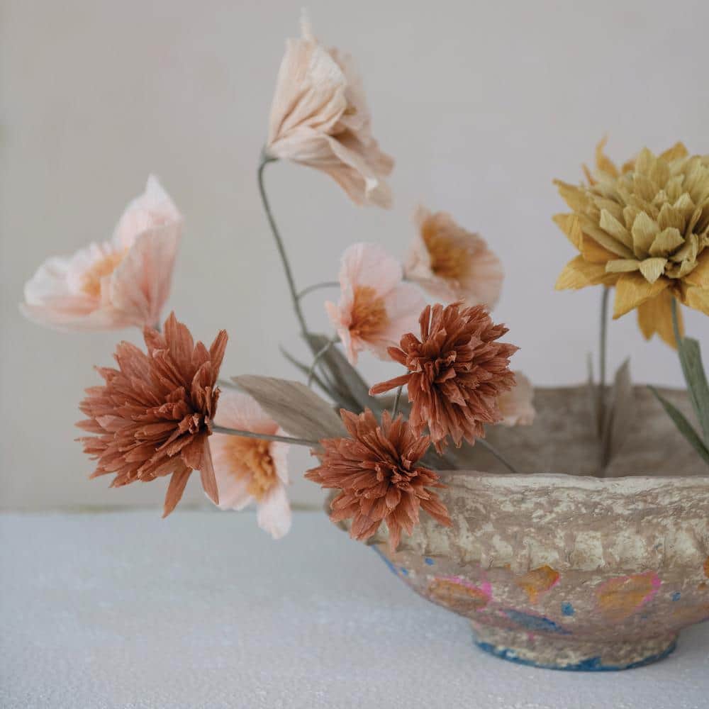 Hand Painted Multicolor Vintage Paper Mache Decorative Bowl