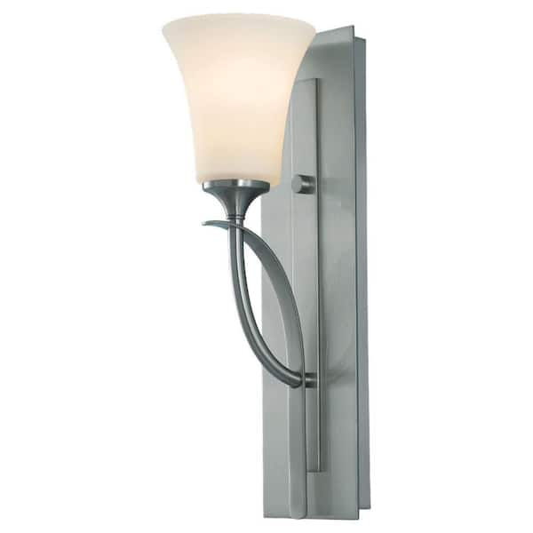 Generation Lighting Barrington 5 in. W. Brushed Steel Wall Sconce with Opal Etched Glass Shade