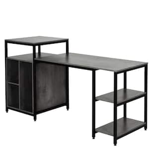 68 in. Rectangular Black Writing Computer Desk with Built-In Storage