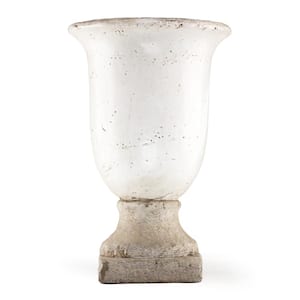 Stoneware Distressed White Large Decorative Vase