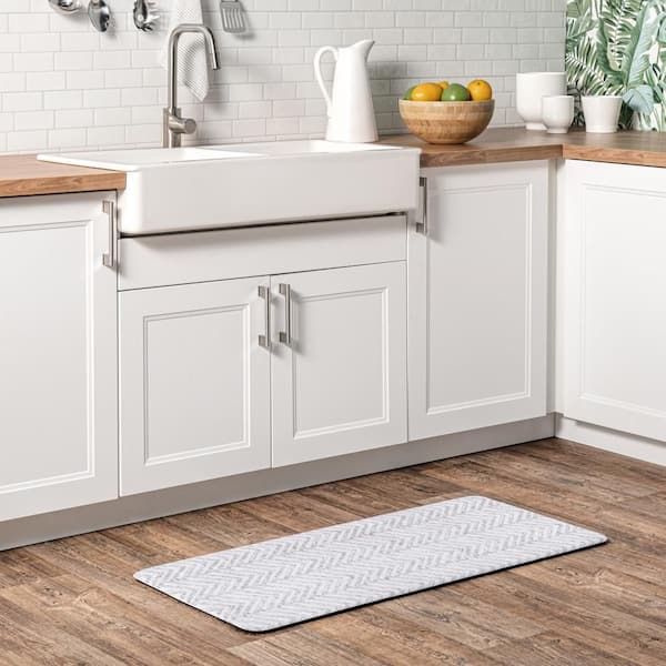 Rosanne Geometric Anti Fatigue Kitchen or Laundry Room Comfort Mat Light Gray 2 ft. x 4 ft. Modern Comfort Mat