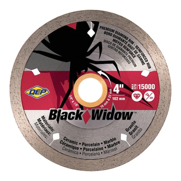 Black Widow Premier Diamond Blade 4 in. Tile Saw Blade (1 Pack) Cuts Through Porcelain, Ceramic, Marble and Granite