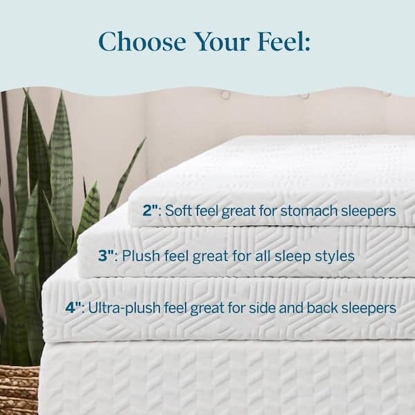 Lucid Comfort Collection 2 in. Queen Bamboo Charcoal and Gel Memory Foam Mattress Topper LUCC20QQ30CGBT The Home Depot