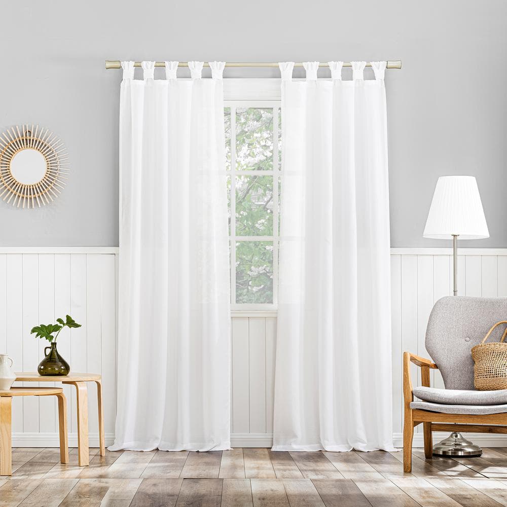White 40"x63" Polyester Sheer Tab Top Curtain Panel