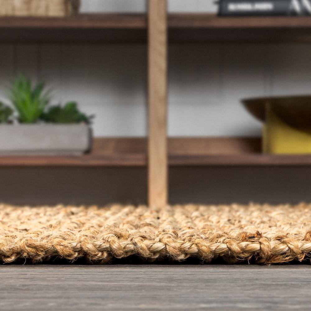 Ivory Handmade Braided Reversible Jute Area Rug