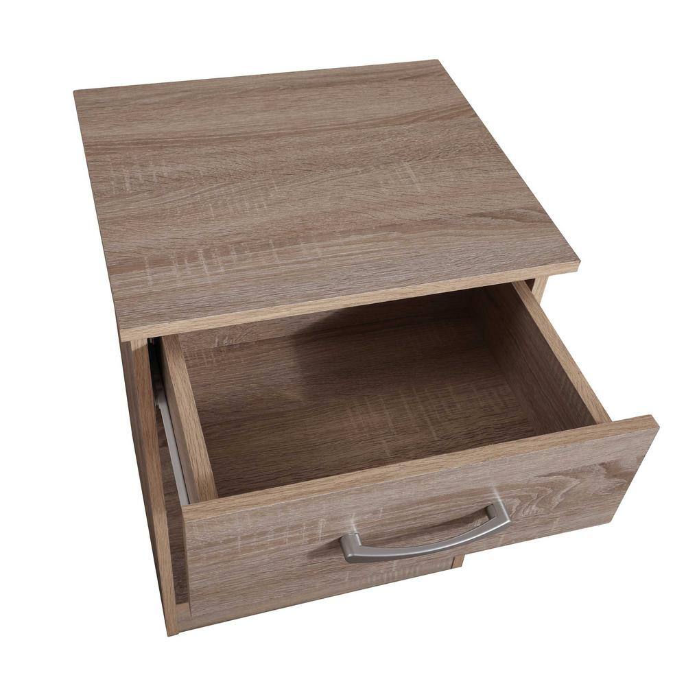 Lindsey Sandalwood 1-Drawer Nightstand with Open Shelf