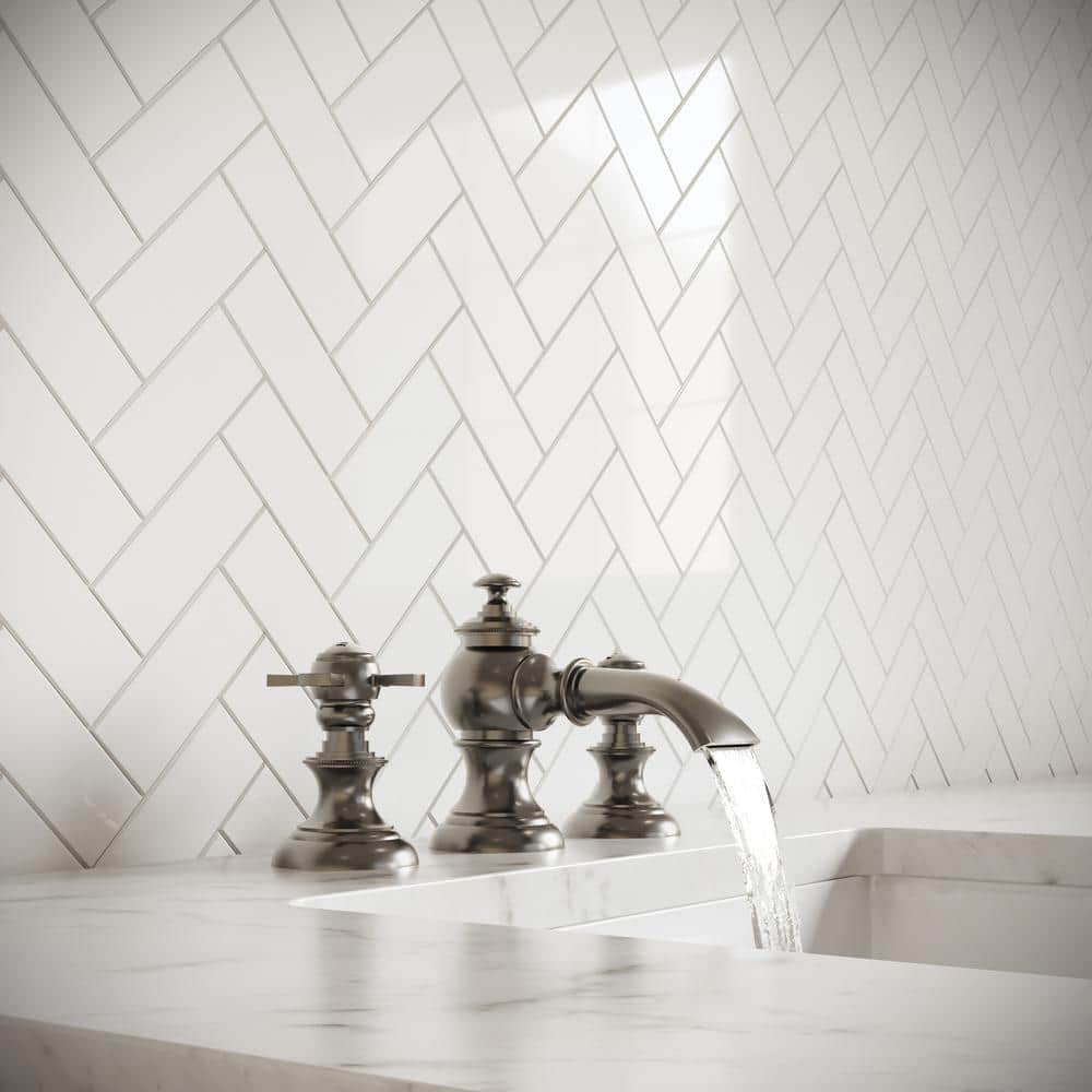 Brushed Nickel Widespread Bathroom Faucet with Cross Handles