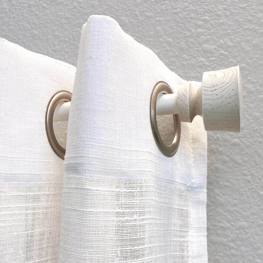 Stockton Adjustable Antique White Curtain Rod Set 86-128 Inch