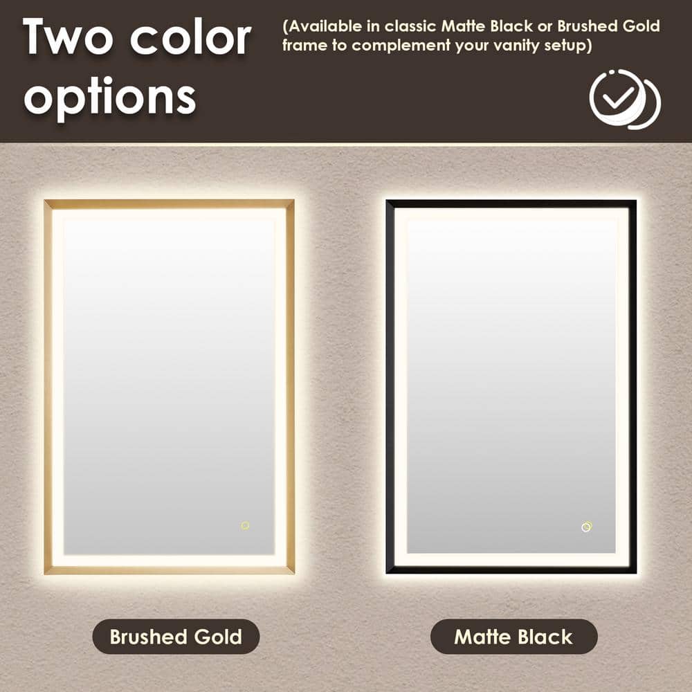 Apollo Gold Rectangular LED Vanity Mirror with Anti-Fog