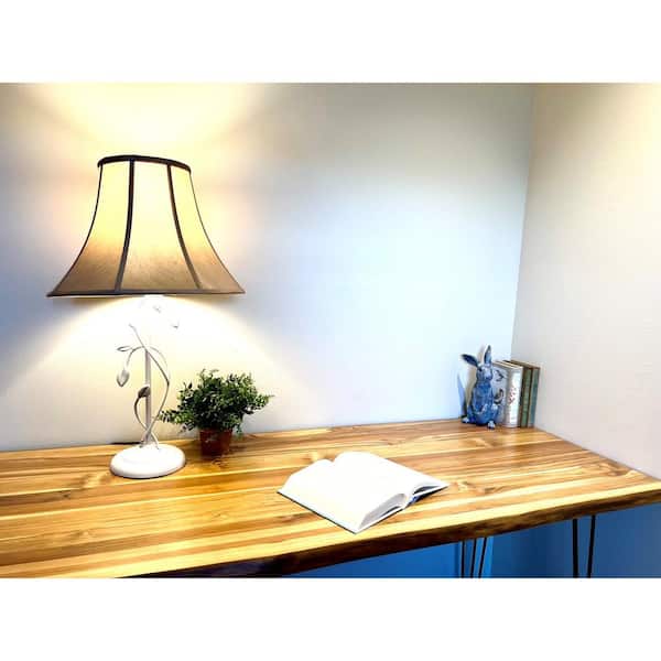 4 ft. L x 30 in. D Finished Teak Solid Wood Butcher Block Desktop Countertop with Live Edge