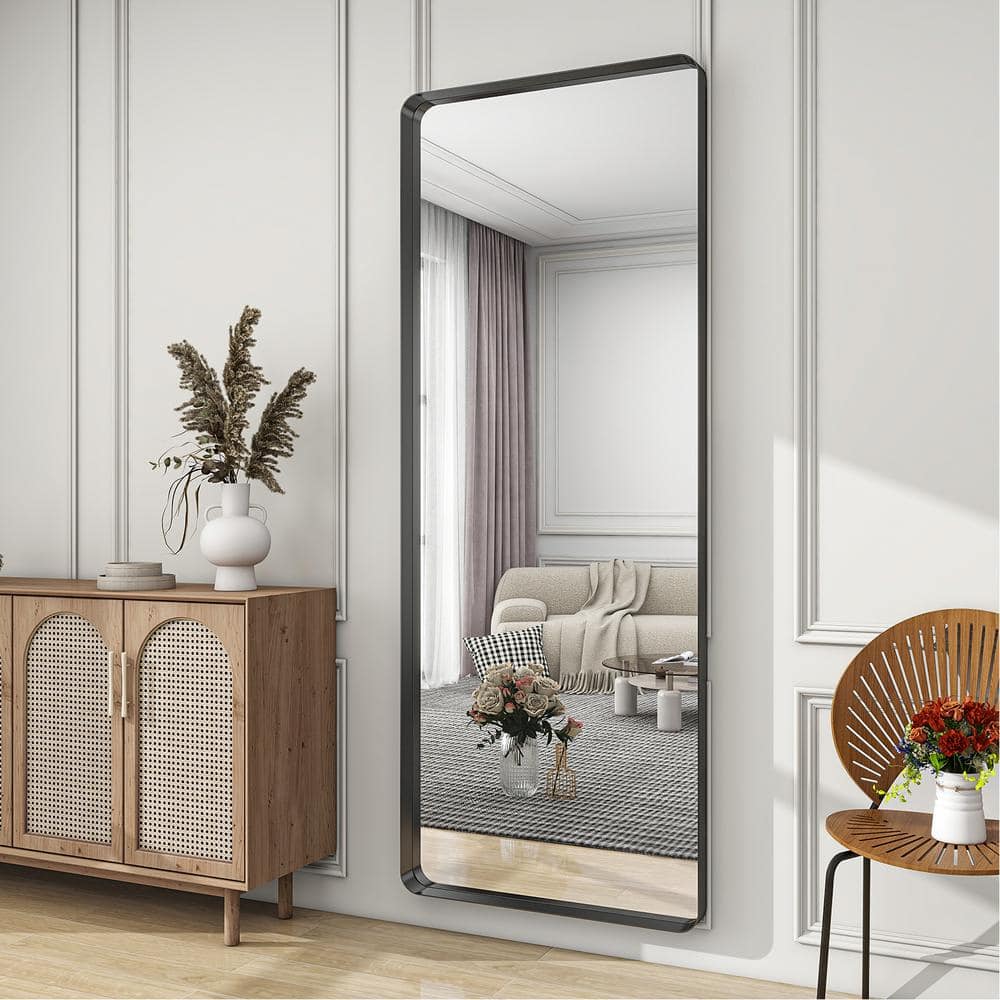 XRAMFY 24 in. W x 71 in. H Rectangular Modern Black Aluminum Deep