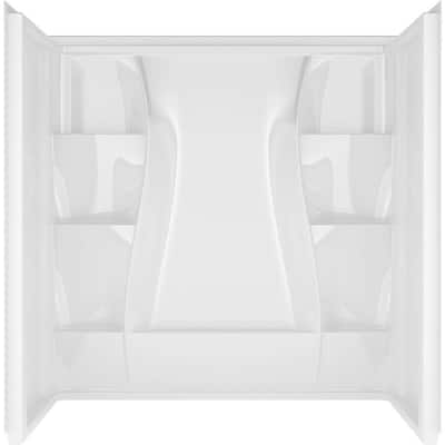 Classic 400 60 in. W x 60 in. H x 32 in. D Three Piece Direct to Stud Tub Surround in High Gloss White