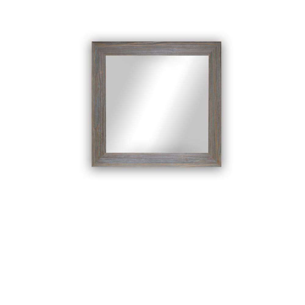 Modern Rustic (17.75 in. W x 17.75 in. H) Square Wooden Weathered Grey Mirr