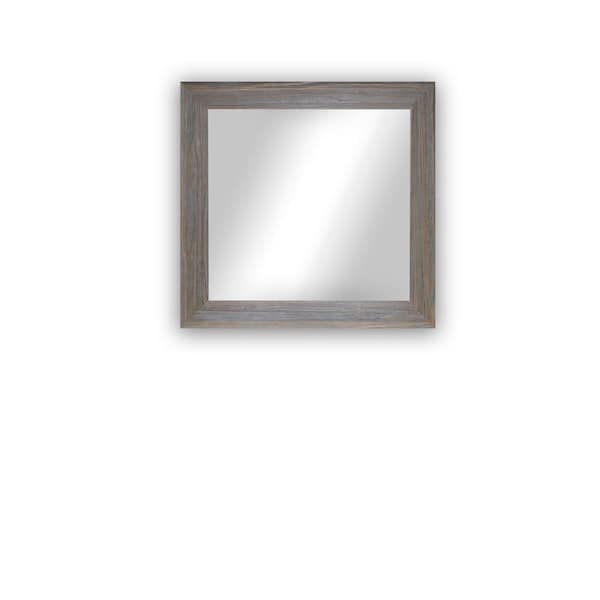 Unbranded Modern Rustic 32.75 in. W x 32.75 in. H Square Wooden Weathered Grey Mirror