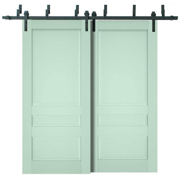 Sartodoors 64 in. x 96 in. 2-Panel Oliva Solid Wood Sliding Barn Door with Hardware Kit