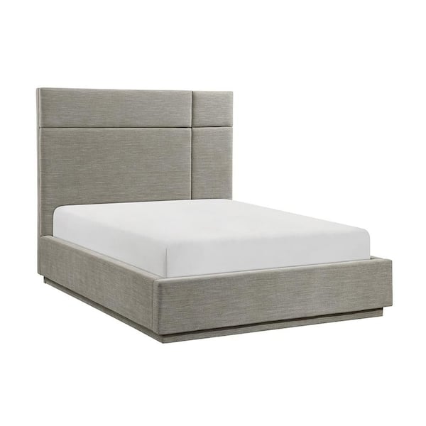 Pell Forest Green Color Wood Frame Textured Upholstery California King Platform Bed