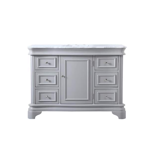Unbranded Timeless Home 48 in. W x 21.5 in.D x 35 in.H Single Bath Vanity in Grey with Marble Vanity Top in White with White Basin