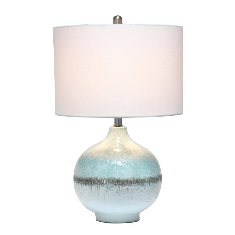 Coastal Pottery Sea Glass Sand Northshore 16" Table Lamp, Aqua/Brown/White