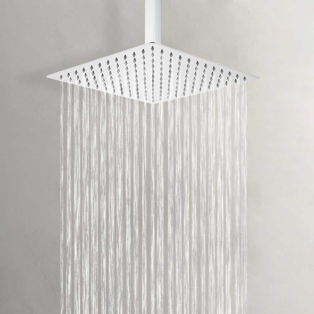 Chrome Dual Square Rainfall Shower Head with Handheld