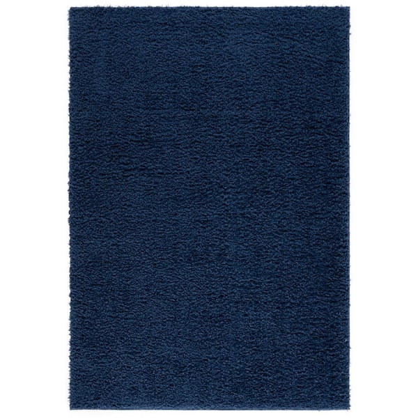 Lindsay Shag 6 ft. x 9 ft. Navy Modern Solid Area Rug