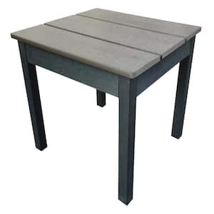 Layton Outdoor All-Weather Polystyrene Wood Side Table, Black & Grey Two Tone Finish