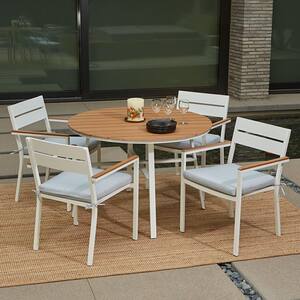 Easton 5-Piece Aluminum Frame Outdoor Dining Set with Gray Cushion