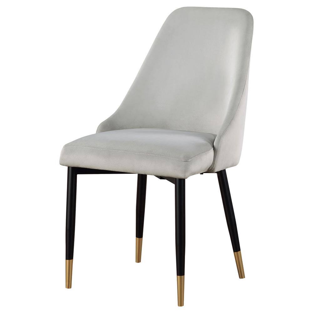 Gray Velvet Upholstered Side Chair with Metal Legs