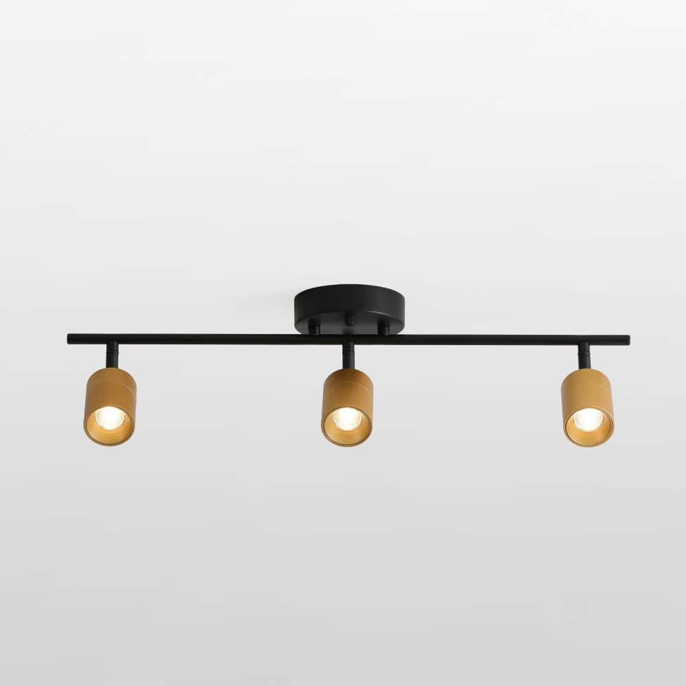 Shura 3-Head Matte Black and Gold LED Track Light