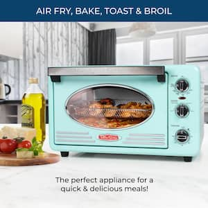 Retro Series 12-Slice Aqua Air Fry Toaster Oven with Built-in Timer