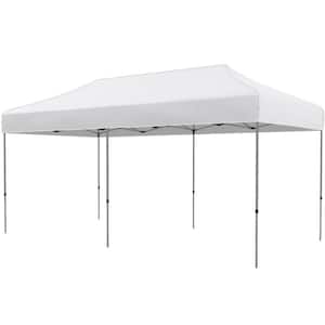 10 ft. x 20 ft. White Instant Sun Shelter Adjustable Height Pop Up Canopy Tent with Wheeled Carry Bag