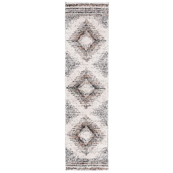 Jericho Shag 2 ft. x 6 ft. Black/Rust Diamond Ornate Runner Rug