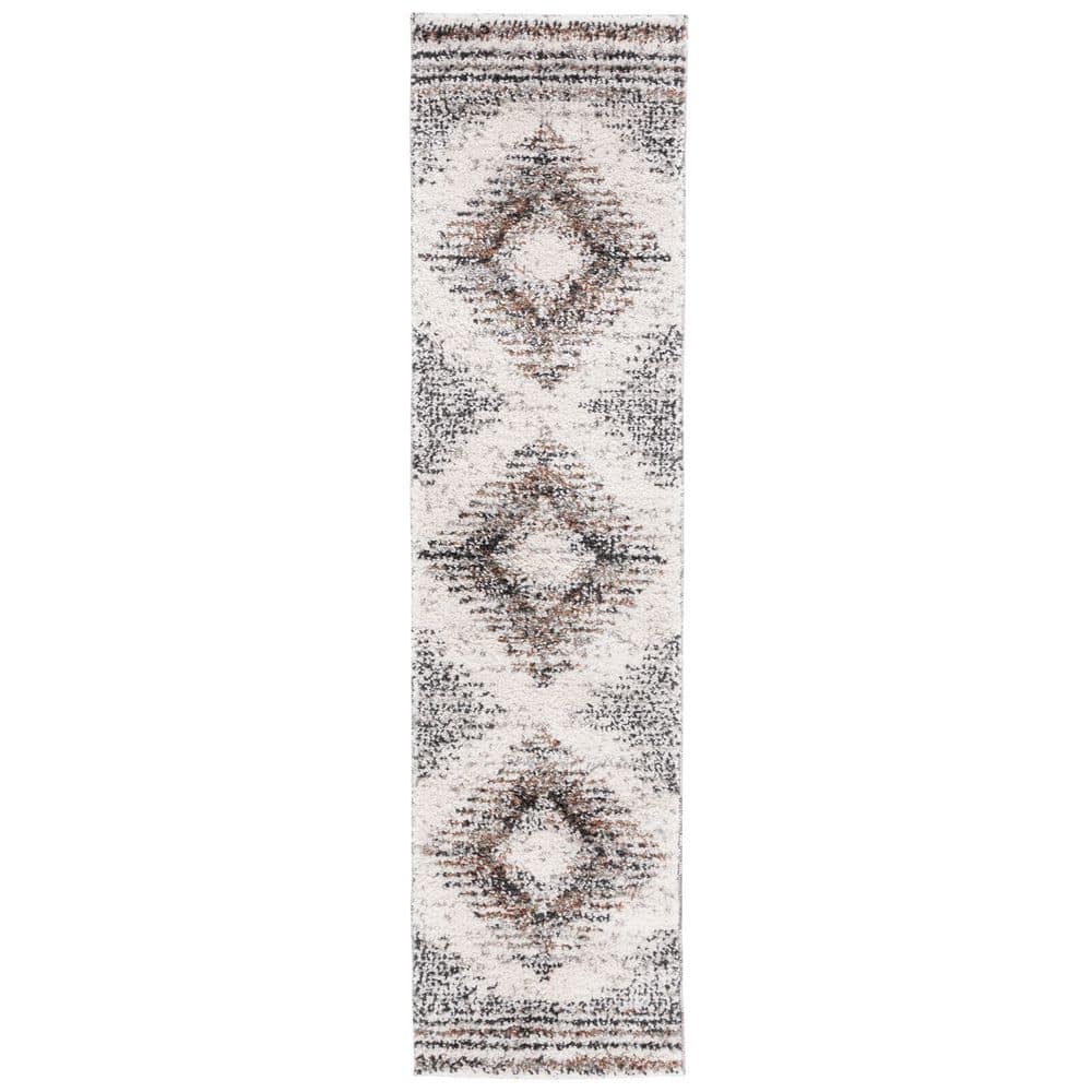 SAFAVIEH Jericho Shag 2 ft. x 8 ft. Black/Rust Diamond Ornate Runner ...