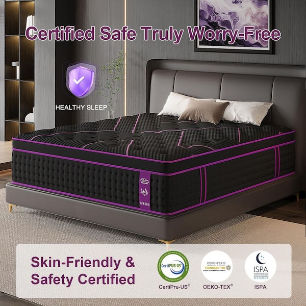LuckyLotus Queen Medium Firm Cooling Memory Foam Hybrid